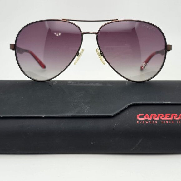 Carrera 8010 Matte Brown Frame Polarized Brown Gradient Lens Aviator Sunglasses - Picture 1 of 16